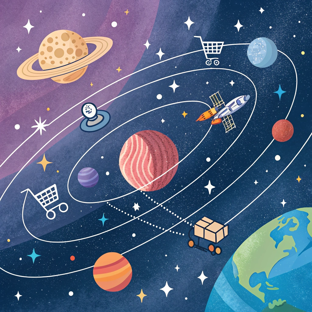 An illustration of a shopping universe