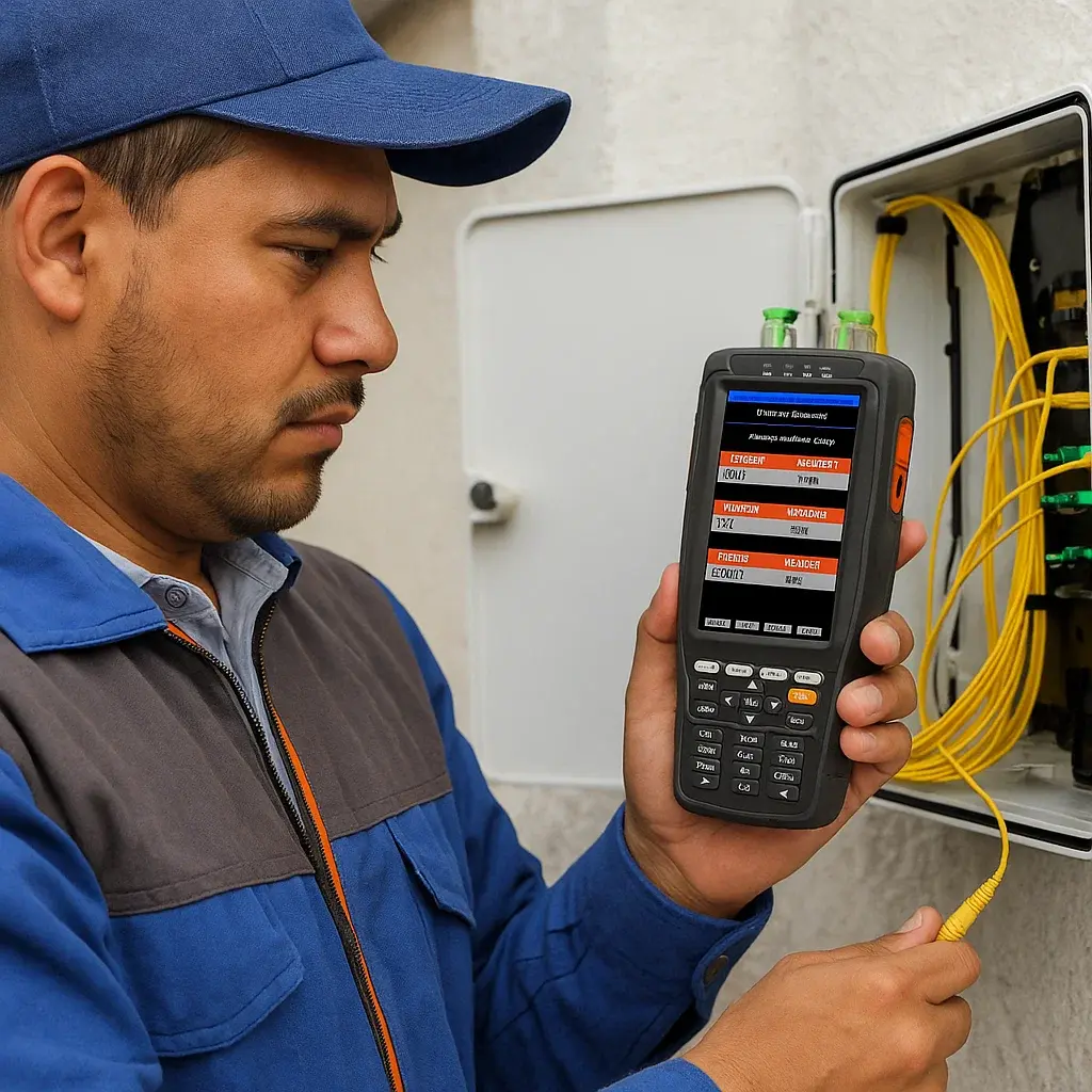 Customer Fiber Install – technician connecting fiber